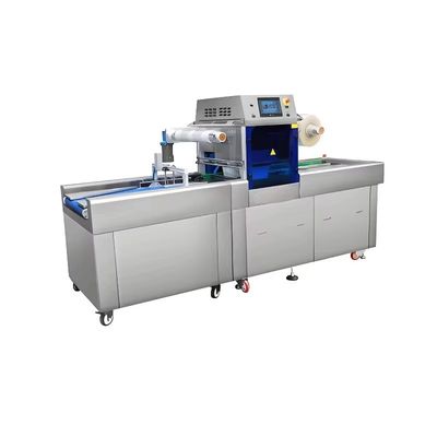 Confezionamento a vuoto a catena completamente automatica Macchina di sigillamento sigillatore di vassoio di plastica DQ580AT-V Sigillatore di vassoio di alta qualità