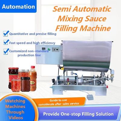 Semi Automatic Mixing and Filling Machine CH-BJLGZ Chili Sauce Packaging and Filling Equipment, Bottled Paste Single Head Filling Machine